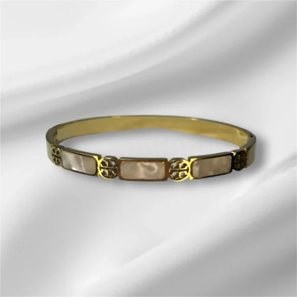 Luxury Natural Shell Bangle Bracelet - Stainless Steel - Image 2